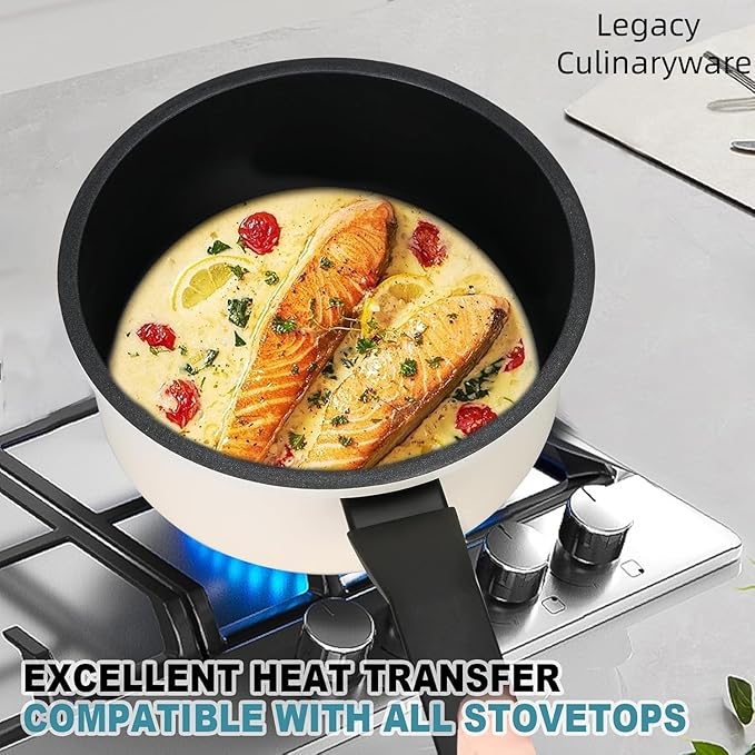 Nonstick Sauce Pan with Lid,1.5QT small pot, PFOA Free,Kitchen Pots Induction Pot,Cream
