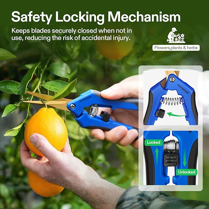 VIVOSUN 6-Pack 6.5 Inch Gardening Scissors Hand Pruner Pruning Shear with Titanium Coated Curved Precision Blades