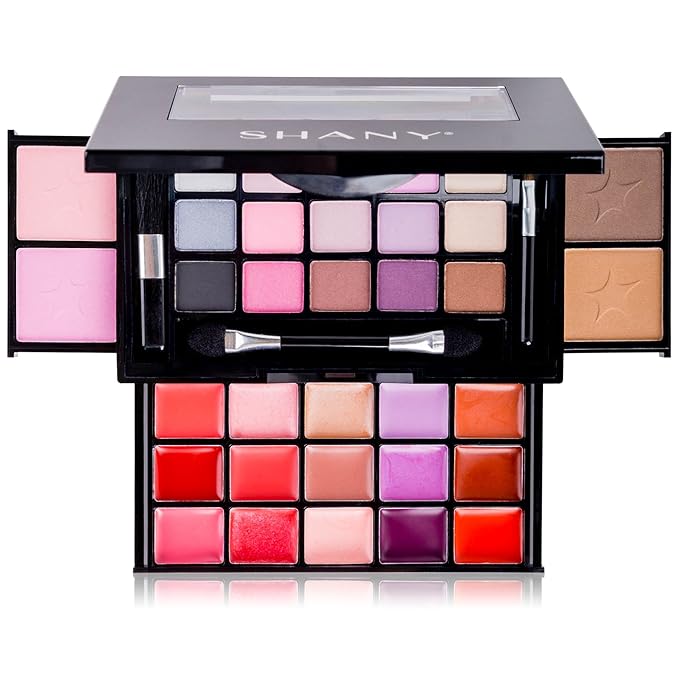 SHANY Fierce & Flawless All-in-One Makeup Set Compact with Mirror, 15 Eye Shadows, 2 Bronzers, 2 Blushes and 15 Lip/Eye Glosses, Makeup Applicators, Premium Giftable Packaging-BrightBean Baby