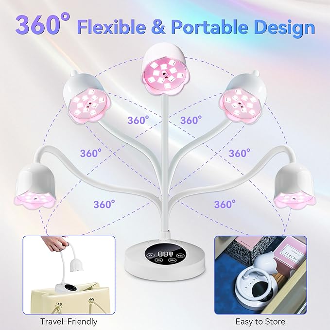 Makartt UV Nail Lamp: Mini UV Light for Gel Nails Polish Luminoza 30W Rechargeable LED Nail Light Nail Dryer with 4 Timers & Auto Sensor, Fast Curing Goosenecks Lamp for Home DIY Manicure-BrightBean Baby