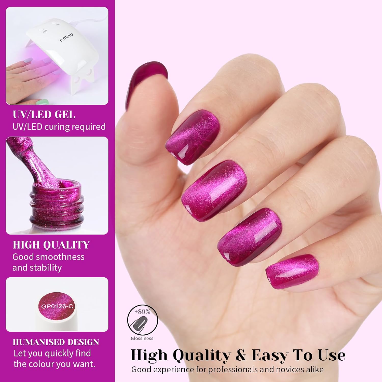 Purple Cat Eye Gel Nail Polish - Perfect for DIY at Home & Ideal Gift for Nail Art Lovers!-BrightBean Baby