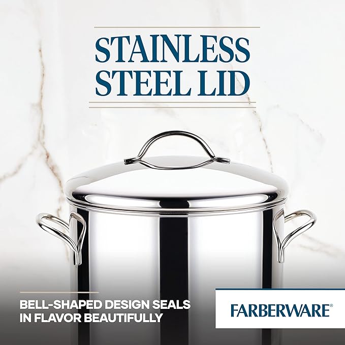 Farberware Classic Stainless Steel Stock Pot 12 Quart with Lid - Large Pasta Pot