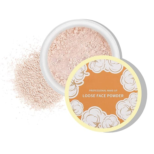 Boobeen Loose Face Powder Translucent Setting Powder Oil Control Loose Powder, Soft Focus Effect Makeup Loose Setting Powder, Lightweight Shine Control Matte Finishing, with Puff-BrightBean Baby