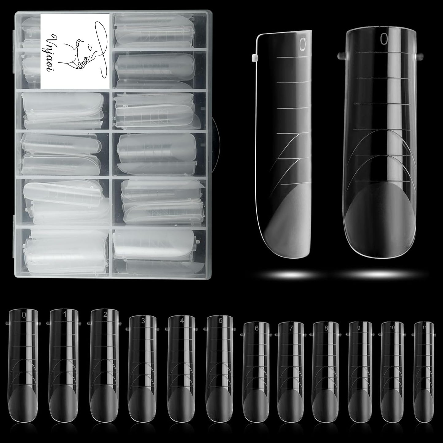 120 Pcs Poly Extension Gel Dual Nail Forms Nail Molds With Scale Builder Coffin Nail for Gel Manicure Nail Art Design Salon DIY at Home (Long Square Head Frosted Dual Nail Forms Set)-BrightBean Baby