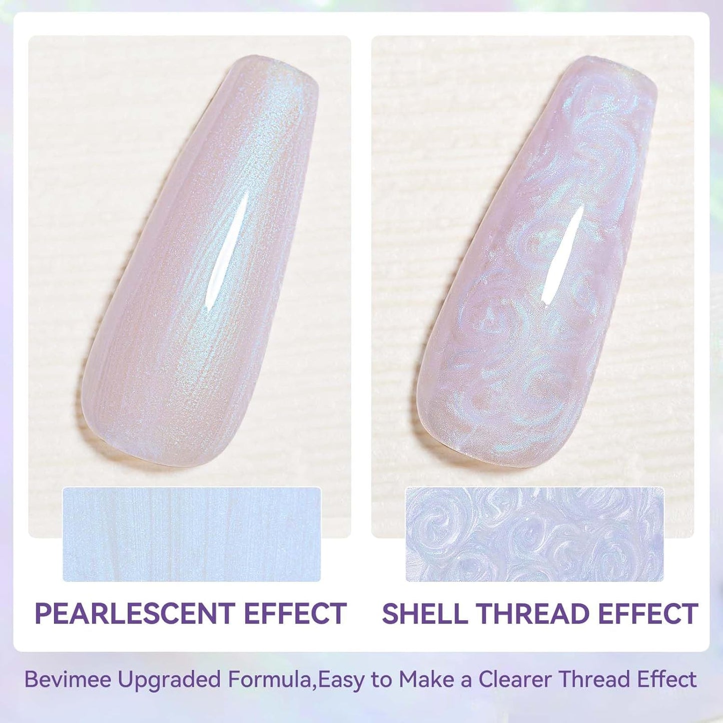 Pearl Gel Nail Polish 12ml Pearlescent Mermaid Iridescent Chrome Aurora Nail Drawing Swirl Shell Thread Effect Soak Off UV LED Gel Nail Art Salon Home DIY-BrightBean Baby