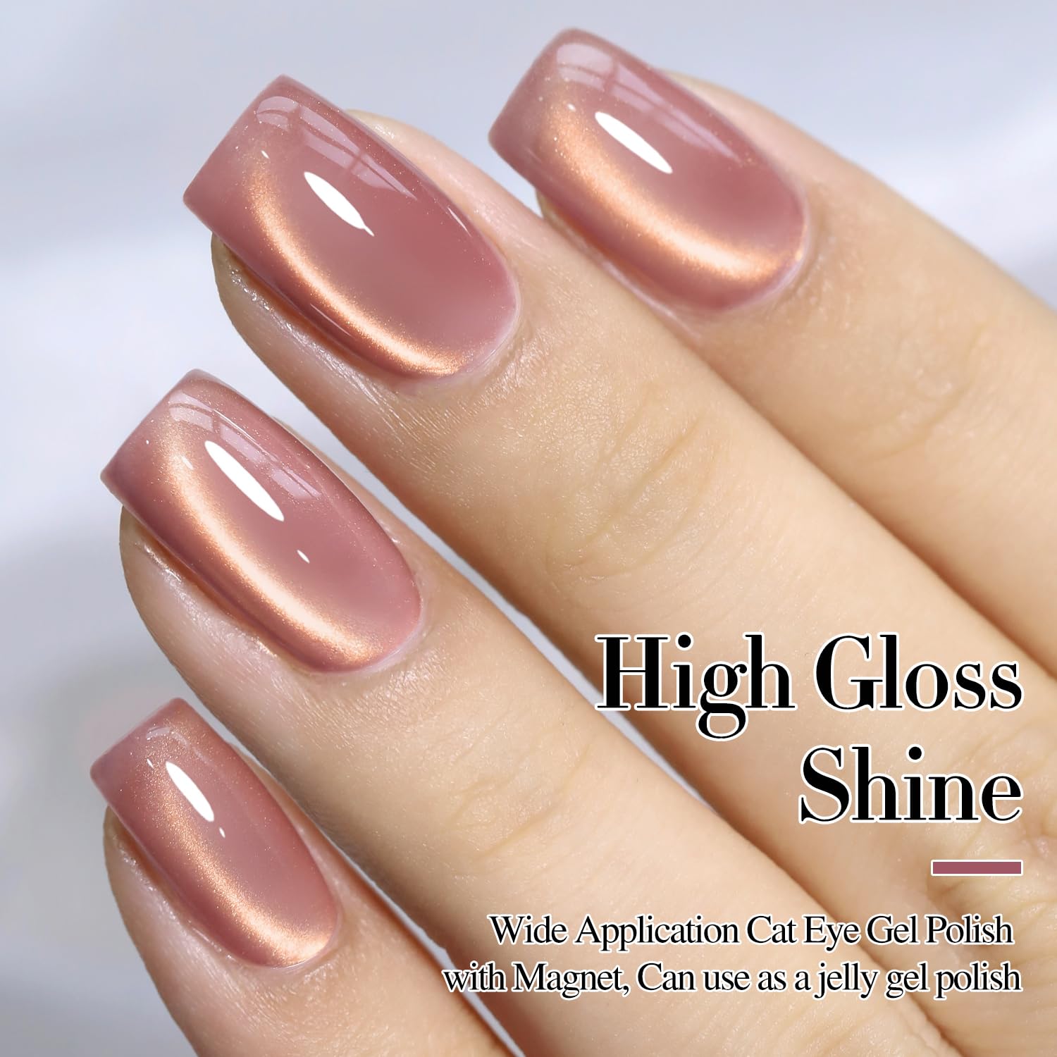 Double Rhythm 15ML Ice Glass Cat Eye Gel Polish with Magnet Holographic Glitter Shimmer Translucent Sheer Color Salon Soak Off Magnetic Nail at Home (Golden Violet-MC1129)-BrightBean Baby