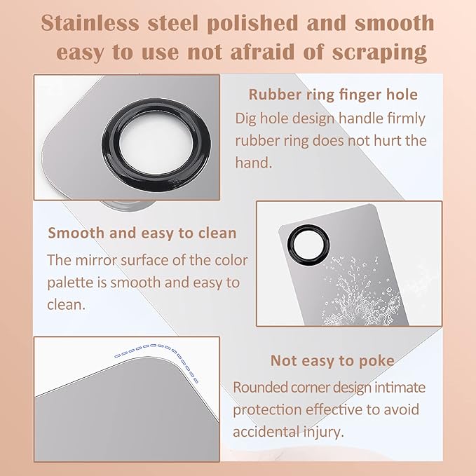 DAGEDA Stainless Steel Makeup Spatula Set, Makeup Mixing Palette Make up Spatula Tool, Foundation Spatula Makeup Foundation Mixing Pigment Palette, Cosmetic Spatula Foundation Palette Make up Tool-BrightBean Baby