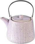 Yundu Purple Ceramic Teapots, 1000ml/33.8oz Tea Kettle, Enough for 4 Cups, Tea pot with infusers for loose tea, Striped Tea Pot with Removable Tea infuser
