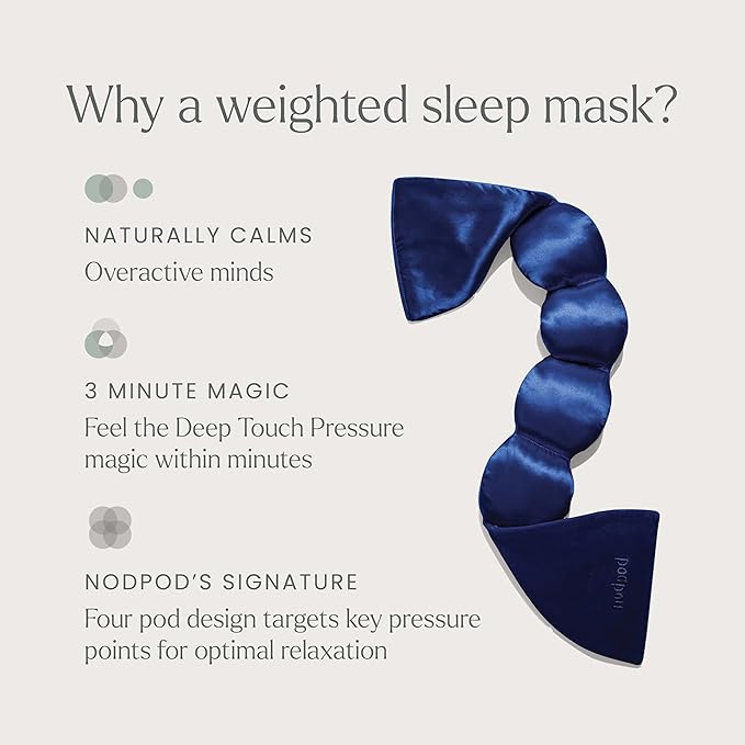 Nodpod Gentle Pressure Silk Sleep Mask | Patented Light Blocking Design for Sleeping, Travel & Relaxation | Bead Filled, Machine Washable (Sapphire)-BrightBean Baby