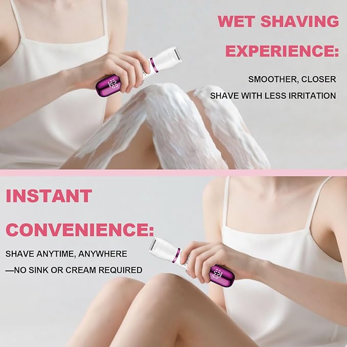 Electric Bikini Trimmer for Women,Led Power Display Removal for Body Nose Hair Trimmer Face Shavers Eyebrow Legs Armpit Bikini Area Pubic Underarms Rechargeable Portable 4 in 1 Womens Razors Set-BrightBean Baby