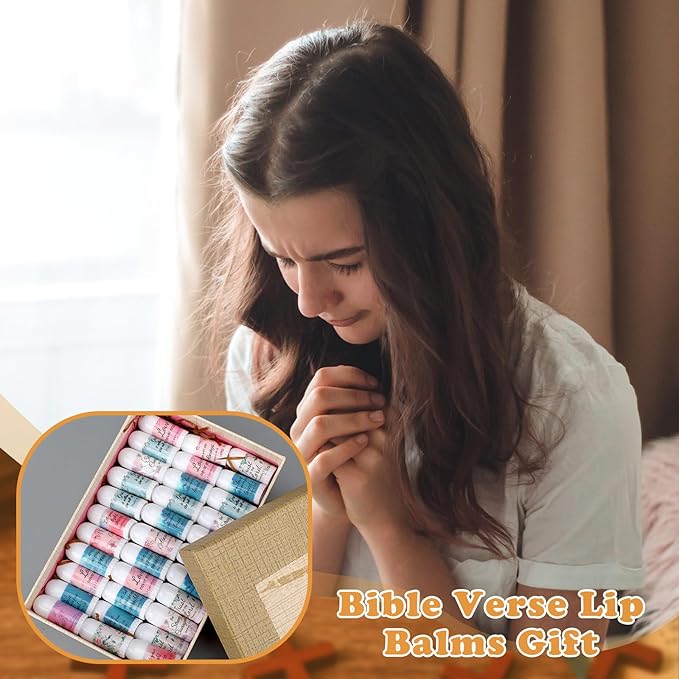72 Pcs Mini Lip Balm Bulk Gift, 8 Flavors, Christian Themed, Moisturizing for All Skin Types-BrightBean Baby