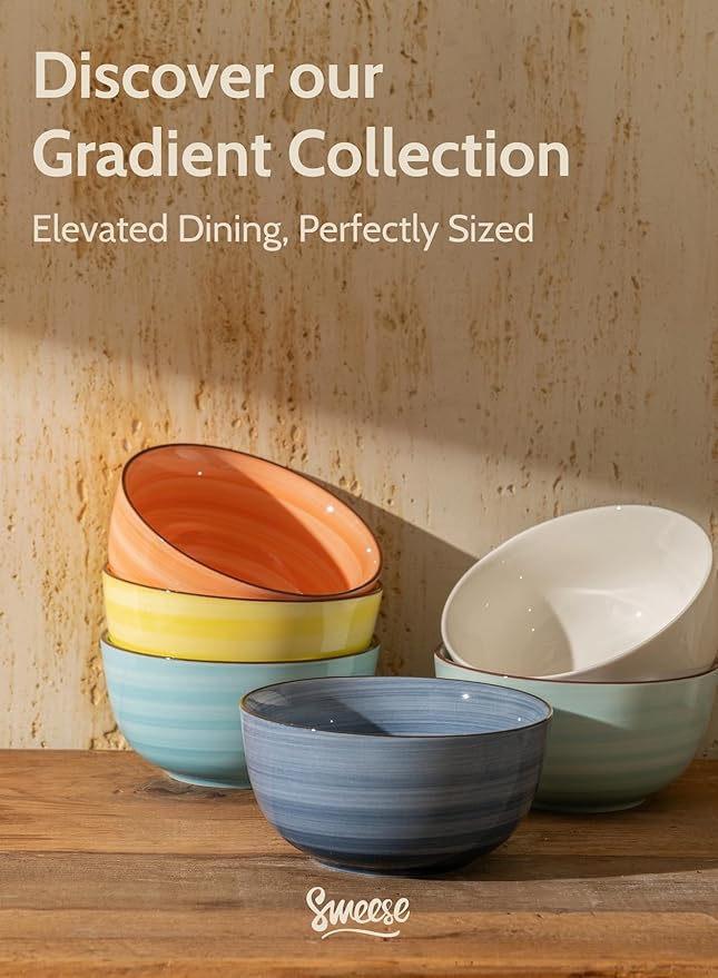 Sweese 4 Oz Porcelain Bowls Set - 6 Mini Dip Bowls, Multicolor, Dishwasher, Microwave Safe