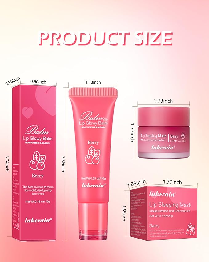 2Pcs Lip Glowy Balm & Lip Sleeping Mask Set,Hydrating Nourishing Repair Sleeping Lip Mask,Glossy Tinted Lip Balm,Day & Night Smooth Cracked Chapped Dry Lip,Lip Care Therapy Treatment for Women-01Peach-BrightBean Baby