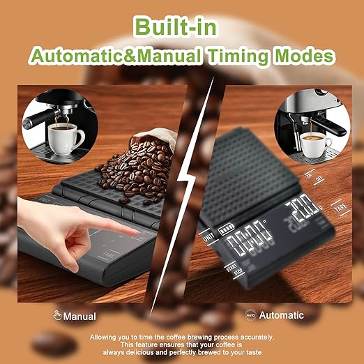 Coffee Scale with Timer, Rechargeable Espresso Scale & Coffee Bean Scale - 3kg/0.1g Precise Small Digital Kitchen Scale for Espresso Accessories Kit, Pour-Over, and Multi-Purpose Use