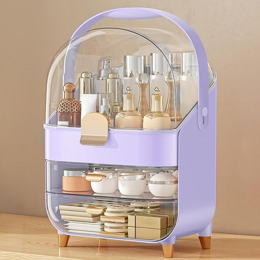 Makeup Organizer, Skincare Holder Bathroom Counter Organizer, Storage Box Cosmetic Display Cases, Teen Girl Gifts Trendy Stuff Make up Organizers for Vanity, Dresser, Countertop (purple)-BrightBean Baby