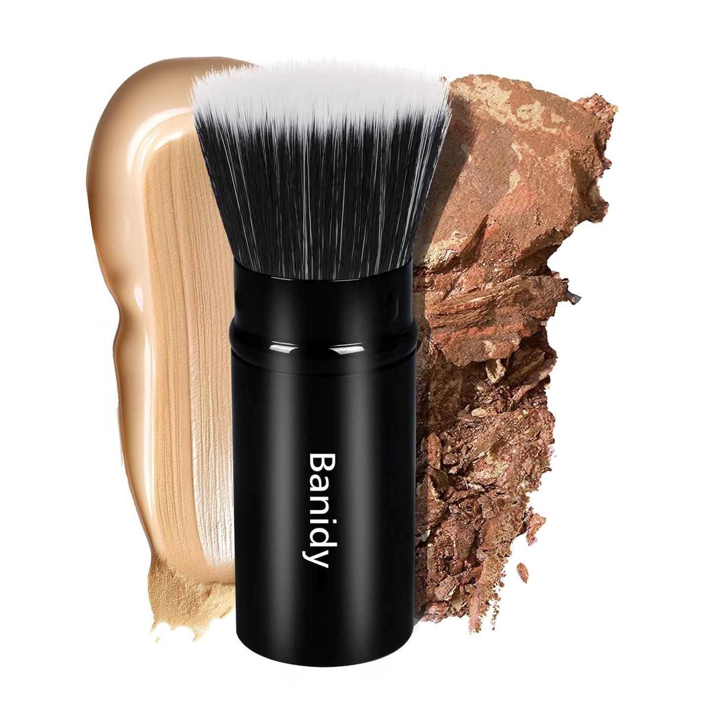 Foundation Makeup Brush Flat Top Kabuki Face Blush Liquid Powder Foundation Brush Retractable Travel Brush for Blending Liquid, Cream or Flawless Powder Cosmetics-BrightBean Baby