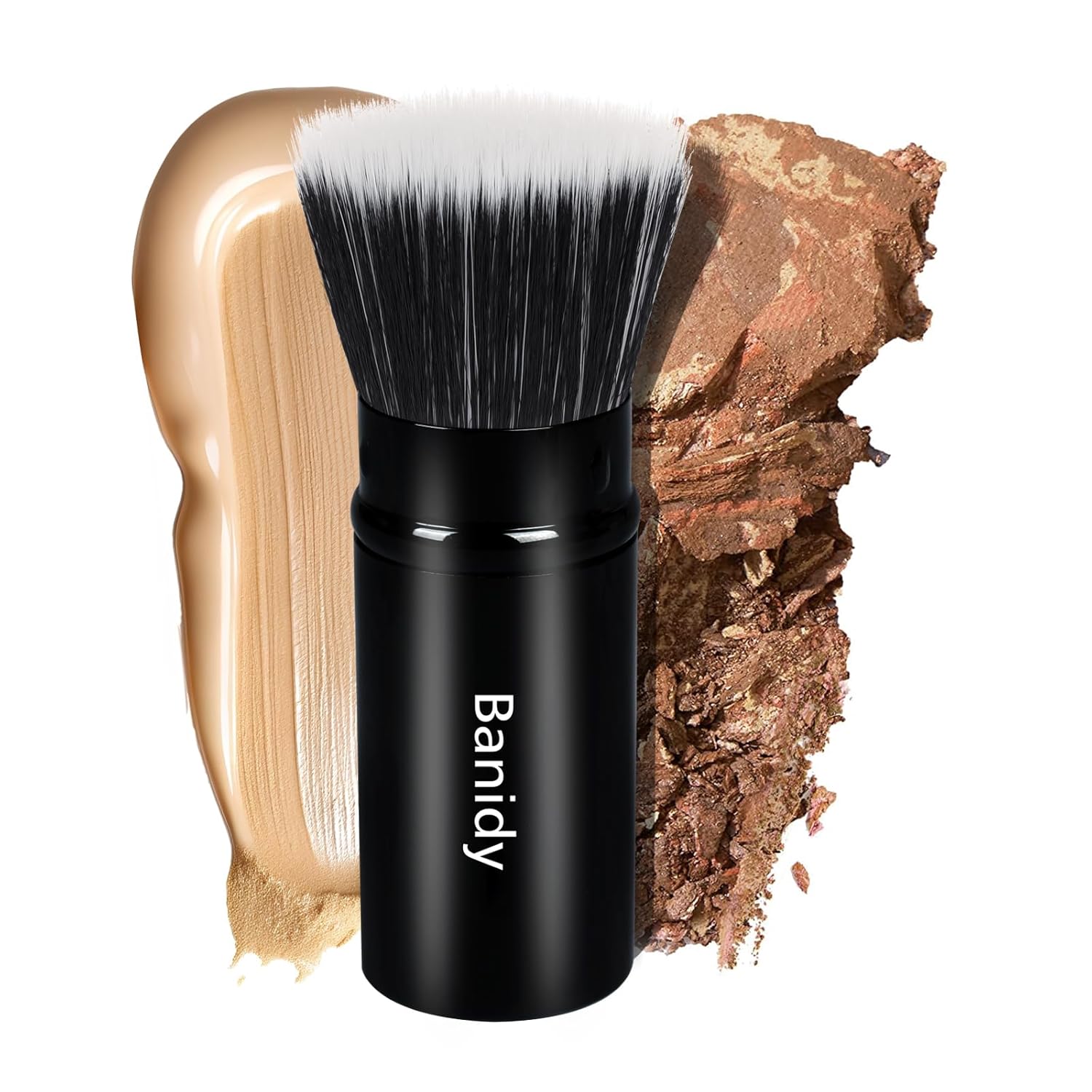 Foundation Makeup Brush Flat Top Kabuki Face Blush Liquid Powder Foundation Brush Retractable Travel Brush for Blending Liquid, Cream or Flawless Powder Cosmetics-BrightBean Baby