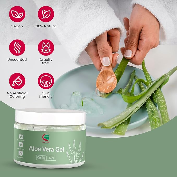 Aloe Vera Gel 12 oz | Unscented | For Face, Scalp & Hair | by Yogi’s Gift®-BrightBean Baby