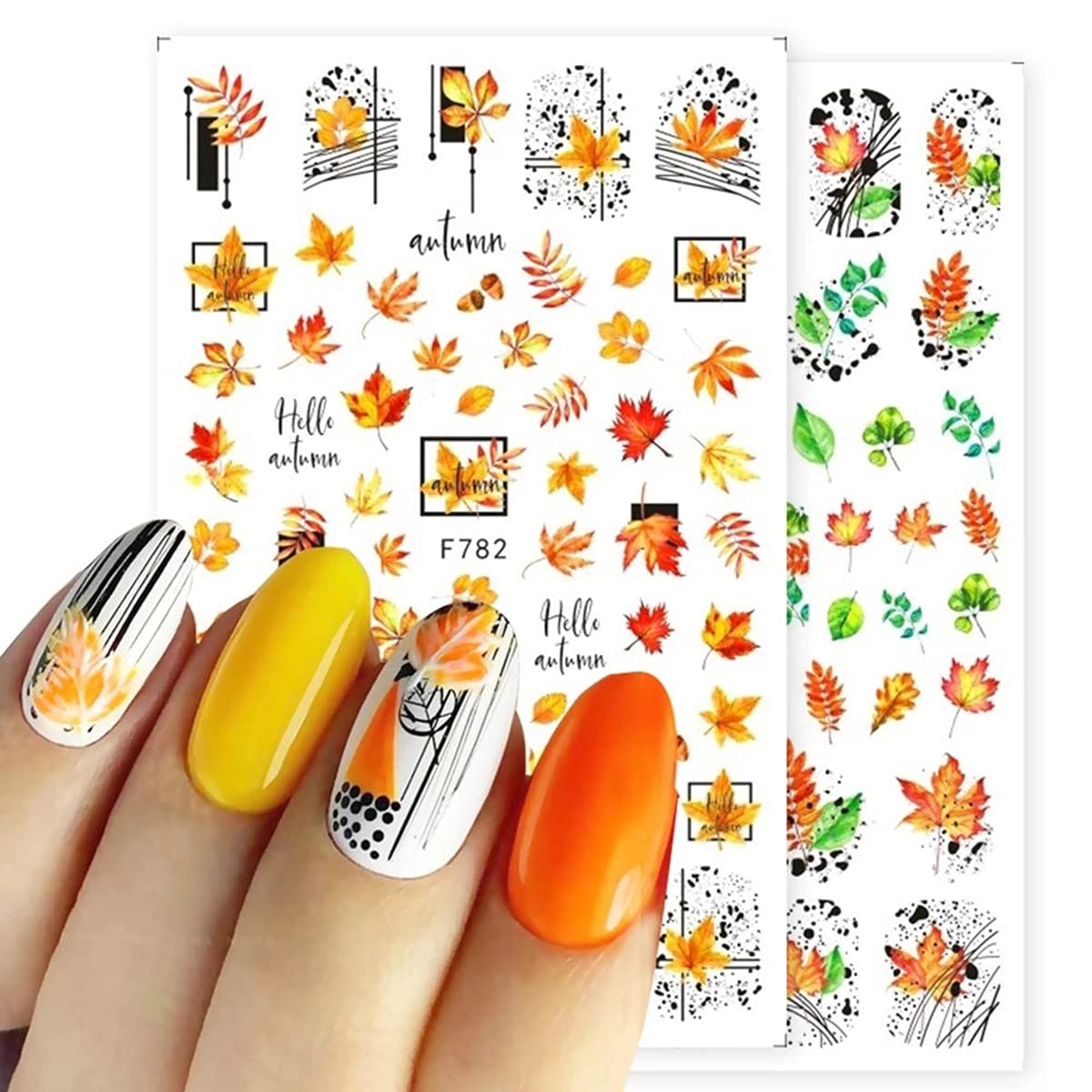 8 Sheets Fall Nail Art Stickers Thanksgiving Nail Decals 3D Maple Leaf Nail Stickers Autumn Butterfly Maple Leaves Nail Designs Decorations for Women Kids Girls Holiday DIY Manicure Charms-BrightBean Baby