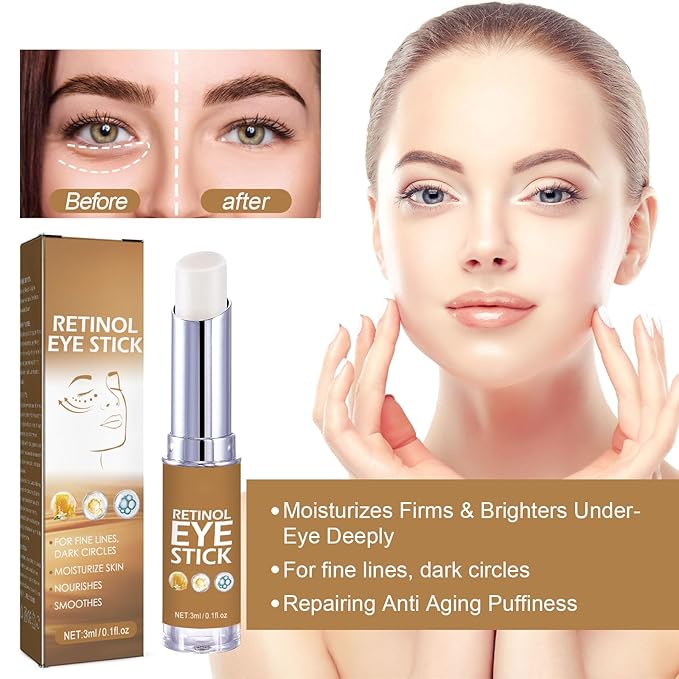 Retinol Eye Stick with Collagen & Hyaluronic Acid Eye Cream for Dark Circle and Puffiness, Brightening Eye Balm Reduces Fine Lines and Bags in 4 Weeks-BrightBean Baby