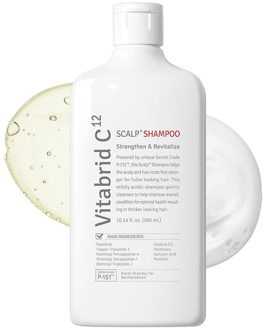 Scalp+ Shampoo for DHT Blocker, Hair Loss Relief - Moisture Anti-Aging Thickening Volumizing Fortifying & Repairing Hair Strength Fuller Hair with Vitamin C, Peptides, Biotin, 10.14 fl.oz.-BrightBean Baby