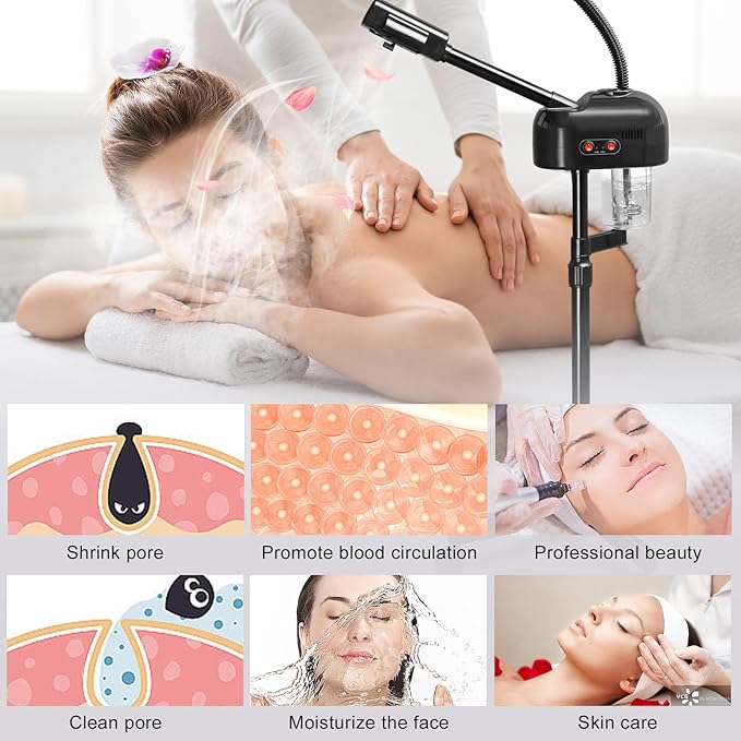 Winado 2 in 1 Facial Steamer with 5X Magnification Light, Deep Cleaning for Personal Skin Care, Beautician Steamer Professional Humidifier Facial Spa Mist Steam for Home & Beauty Salon, Black-BrightBean Baby