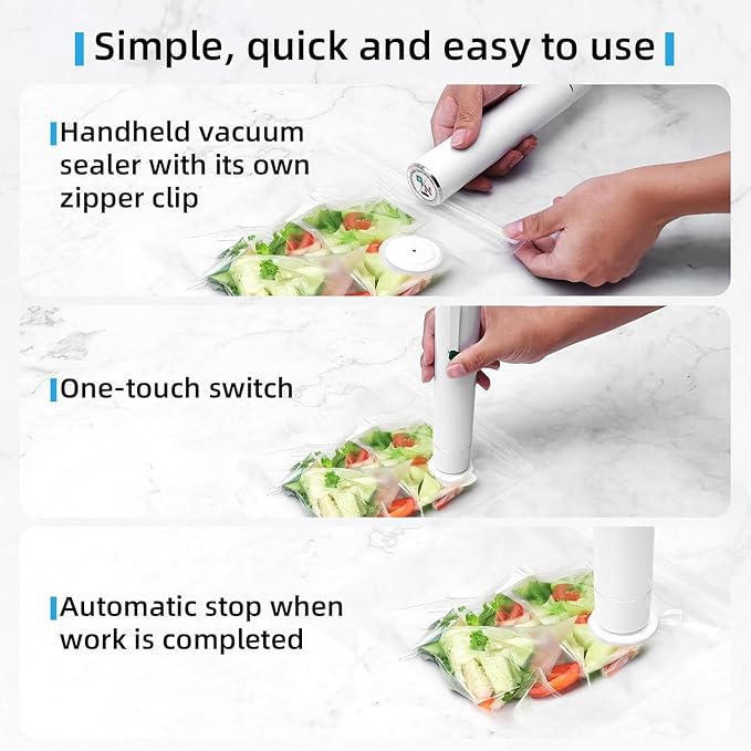 Vacuum Sealer, vacuum sealer for food, handheld vacuum sealer(Vacuum Sealers+ 20 reusable vacuum seal bags)