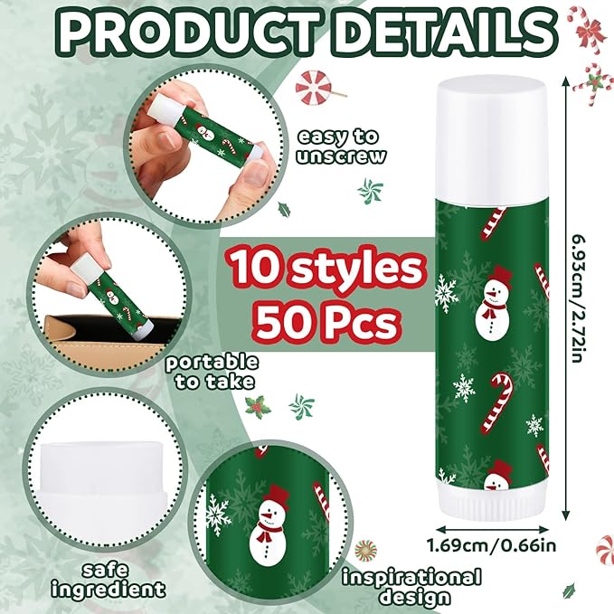 50 Pcs Lip Balm in Bulk Gift Set Moisturizing Lip Moisturizer Candy Themed Baby Shower Favors Candy Themed Gifts with Assorted Fruit Flavors for Women Men Dry Chapped Lips Christmas Gifts-BrightBean Baby