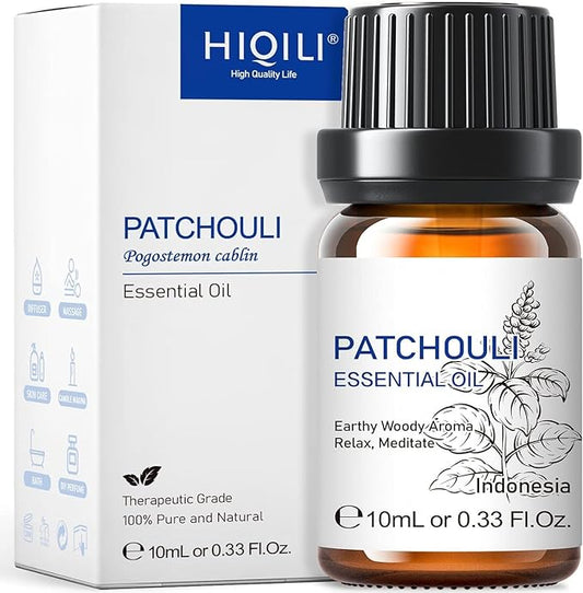 HIQILI 0.33Fl Oz Patchouli Essential Oil,100% Pure for Diffuser,Perfume DIY, Candle Soap Making-10ml-BrightBean Baby