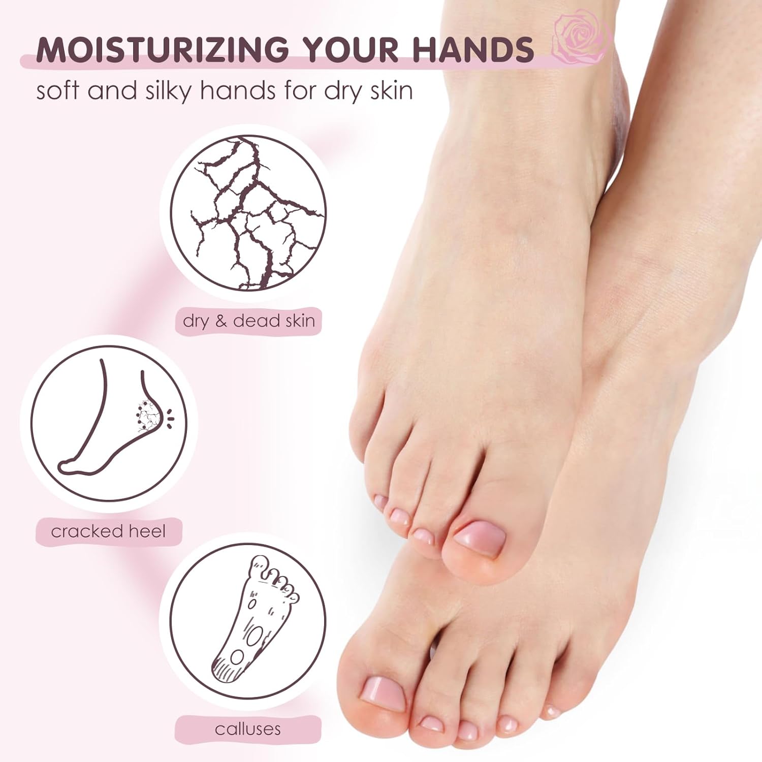 AUSLKA Moisturizing Foot Mask, Moisturizing Socks, Hydrating Moisturizer Sock for Dry Cracked Feet Heel, Leave Your Feet Moisture and Smooth(Shea Butter) - 6 Packs-BrightBean Baby