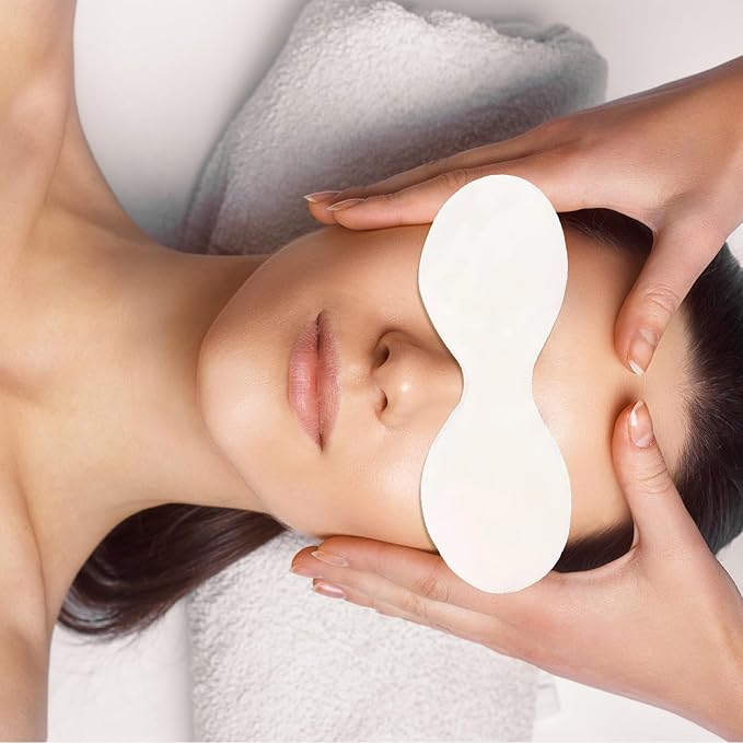 100 Sheets Disposable Eye Mask Paper,Non Woven Eye Care Cotton,Eye Pads for Facials,Patches Paper Eye Covers,DIY Clear Eye Mask Paper Beauty Sheets for Makeup Skincare Spa Wrap Moisture Retention-BrightBean Baby