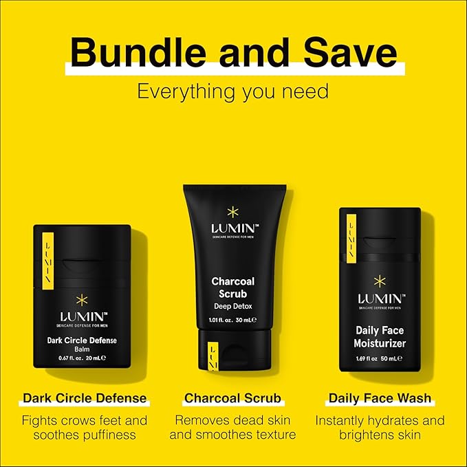 Lumin Skin Care Set Routine for Men - Boss Trio - Men's Facial Care Kit, Men's Skincare Routine Banish Dark Circles, Puffiness, Clogged Pores - 2 Month Supply-BrightBean Baby