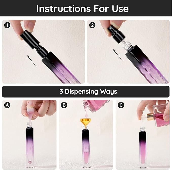 Segbeauty 0.34oz Empty Perfume Bottle, 5 Pack Glass Spray Bottles Travel Perfume Atomizer Sprayer Refillable Atomizer, Travel Size Spray Bottle, 10ml Portable Cologne Dispenser with Refill Tool Kit-BrightBean Baby