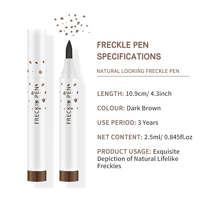 2 Pcs Freckle Pen Set, Natural Lifelike Fake Freckles Makeup Pen Magic Brown Color Freckles Makeup Tool Long-Lasting Waterproof Dot Spot Pen for Effortless Sunkissed Makeup (Dark Brown)-BrightBean Baby