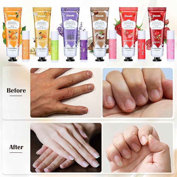 48 Set Thank You Gifts for Employee Hand Cream and Lip Balm Bulk Set with Organza Bag Thank You Card Hand Lotion Appreciation Gift Set for Women Men Coworkers Volunteer-BrightBean Baby