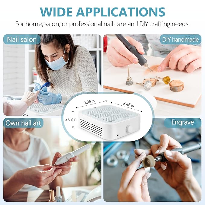 LIONVISON Nail Dust Collector For Salons: Manicure Pedicure Tool for Beginners DIY Nail Tech - Reusable Filter Fan Dust Suction Machine For Home-BrightBean Baby