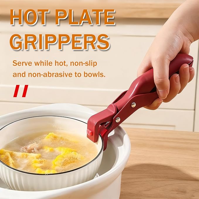 Hot Plate Grippers, 2026 New Anti-Scald Bowl Clip, Hot Plate Gripper Lifters Tongs, Kitchen Silicone Anti Slip Clip for Bowls,Pans,Dishes, Kitchen Gadget
