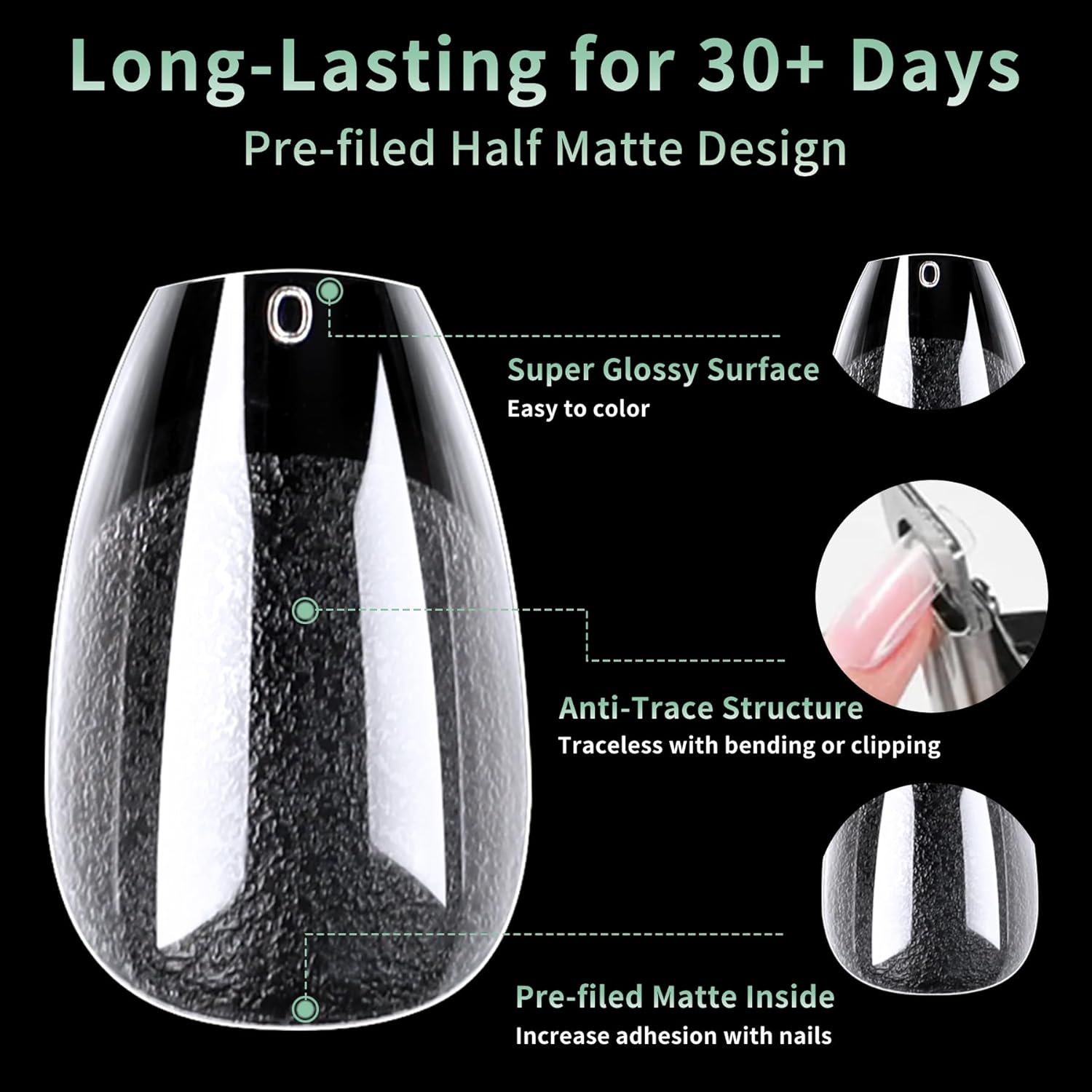 Short Coffin Nail Tips, 216pcs Acrylic Ballerina Soft Fake Nails Gel Nail Tips, Full Cover Pre-Shaped Matte Clear Press on Nails for Extension, Diy at Home Manicure 12 Sizes-BrightBean Baby