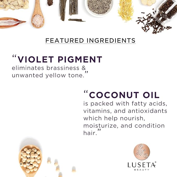 Luseta Color Brightening Purple Shampoo and Conditioner Travel Kit for Blonde and Gray Hair -Infused with Cocos Nucifera Oil to Help Nourish, Moisturize and Condition Hair, 2x1.01oz-BrightBean Baby