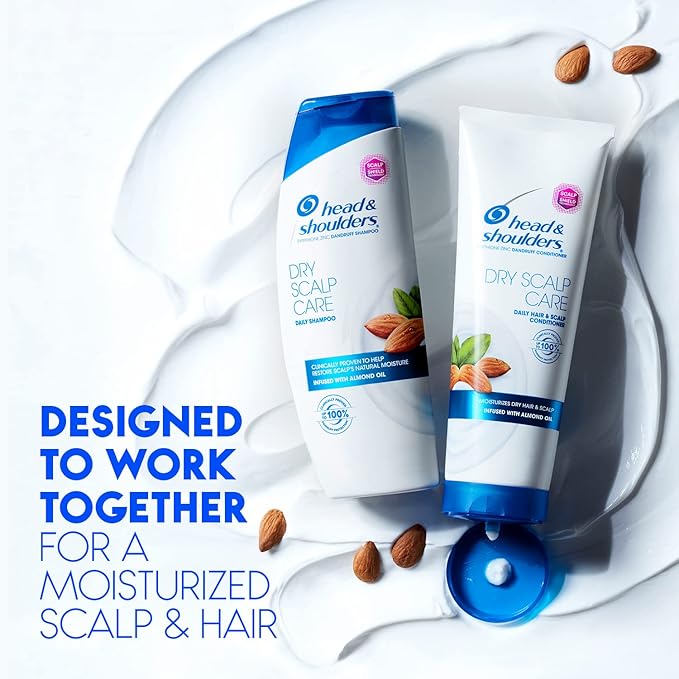 Head and Shoulders Shampoo, Daily-Use Anti-Dandruff Paraben Free Treatment, Dry Scalp Care with Almond Oil, 32.1 fl oz, Twin Pack (Pack of 2)-BrightBean Baby
