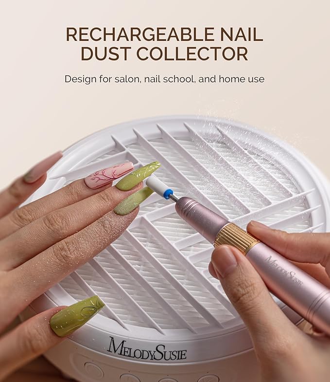 MelodySusie Cordless Nail Dust Collector,Compact Vacuum Fan Rechargeable Dust Collector with Reusable Filter,SProR Powerful Dust Suction Machine for Acrylic Gel Polish Manicure Pedicure at Salon&Home-BrightBean Baby