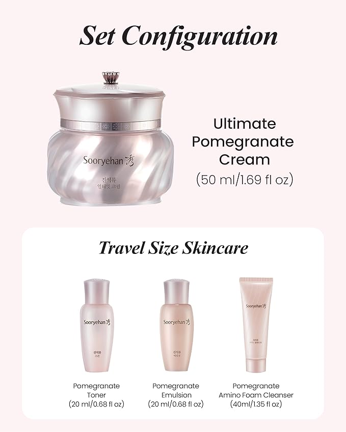 Sooryehan Ultimate Pomegranate (Cream Set, 4.4fl oz) - Skin Elasticity, Blemish and Skin Tone Improvement, Collagen, Elastin & Vitamin C-BrightBean Baby