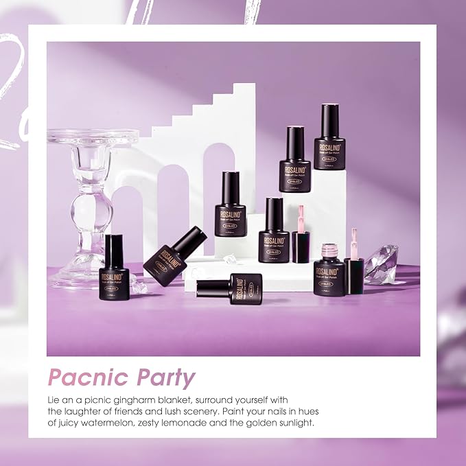 ROSALIND Pink Purple Gel Nail Polish Set, 8 Colors Pink Glitter Gray Gel Polish, Gentle Pink Elegant Purple Classic Gel Polish Collection Nail Art Gift DIY at Home-BrightBean Baby