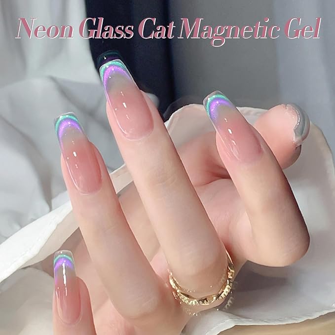 Born Pretty Cat Magnetic Eye Gel Nail Polish Rainbow Aurora Cat Magnetic Gel Polish Pink Green Blue Yellow Glitter Holographic Cat Magnetic Eye Gel Manicure Nail Art DIY, Firefly Aurora Series 6PCS-BrightBean Baby