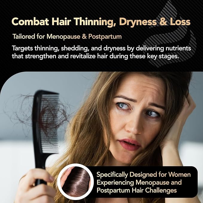 Hair Growth Vitamins for Women with Biotin, Collagen Peptides, Vitamin C & Omega-3 – 90 Capsules – Hair Supplements for Menopause & Postpartum – Hormonal Balance Support & Thicker Hair for Women-BrightBean Baby