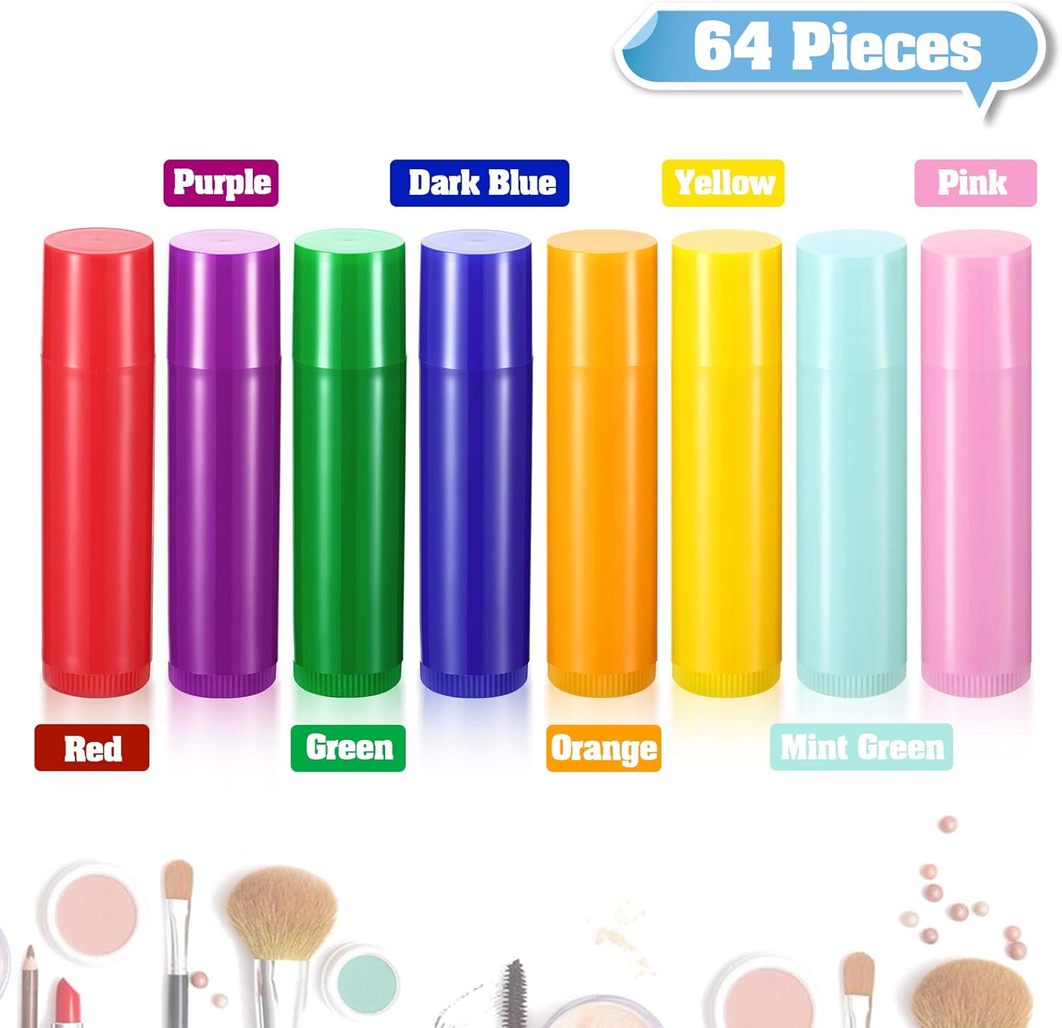 64 Pieces Lip Balm Tubes 5 ml Empty Lip Gloss Balm Containers Refillable Rotatable Plastic Lipstick Tubes DIY Lip Gloss Balm Tube Holder for DIY Cosmetic, 8 Colors-BrightBean Baby