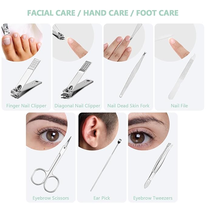 60 Sets Travel Manicure Set Nail Clippers Bulk Pedicure Kit 7 in 1 Stainless Steel Professional Nail Set Grooming Kits Nail Care Tools for Women Men(Bright Color)-BrightBean Baby