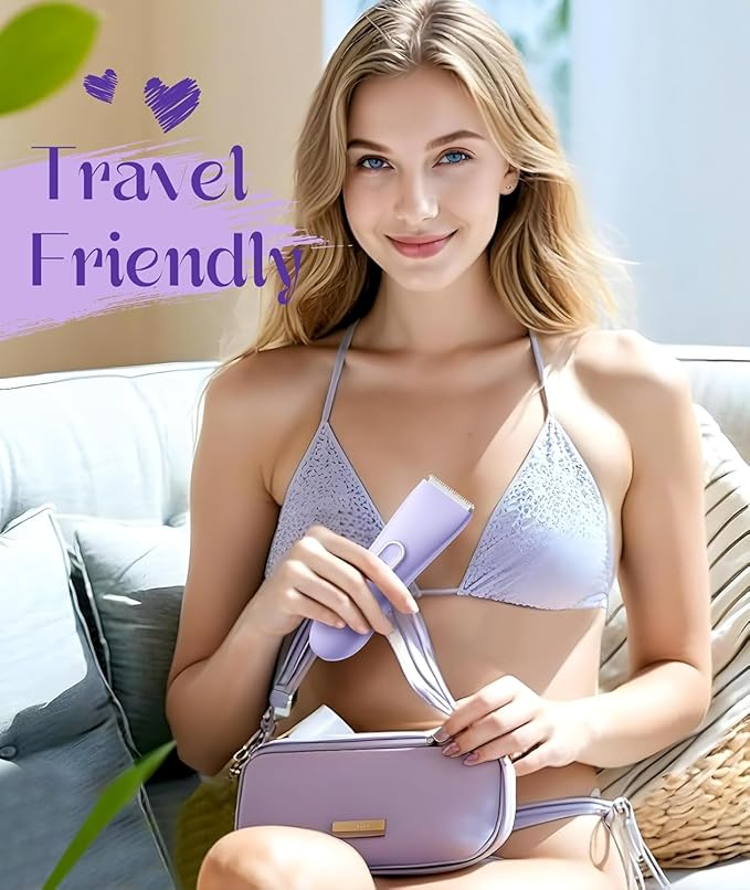 Bikini Trimmer for Women - Painless Pubic Hair Trimmer with 3 Shaving Speeds, IPX7 Waterproof Electric Razor, Cordless Women’s Bikini Shaver for Sensitive Skin-BrightBean Baby