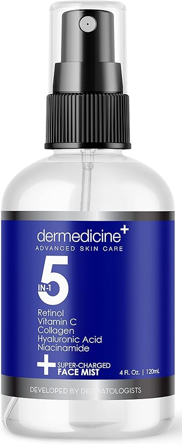 5 in 1 Super Charged Anti-Aging Face Mist w/Retinol, Vitamin C, Collagen, Hyaluronic Acid & Niacinamide | Hydrates, Refreshes & Brightens for a More Glowing Complexion | 4 fl oz, 120 ml-BrightBean Baby
