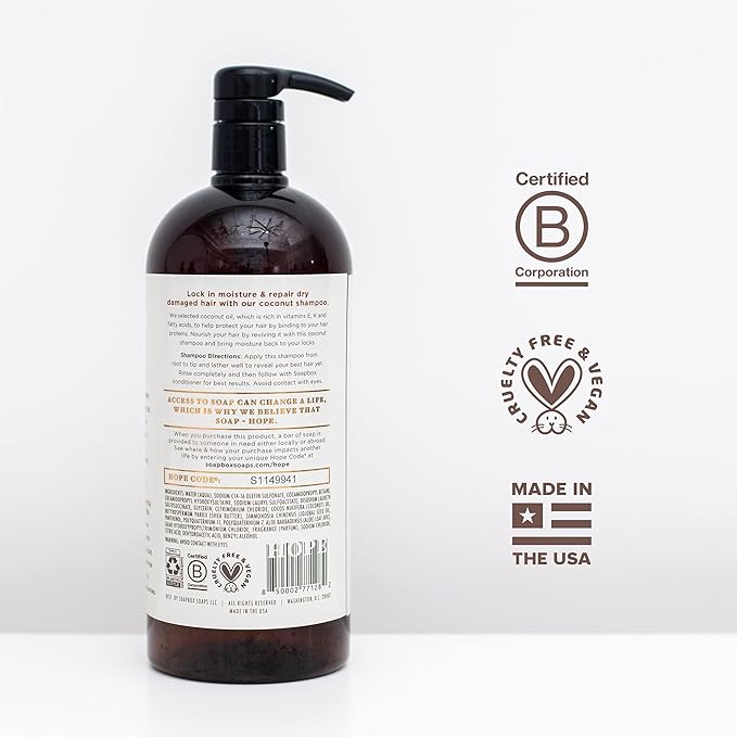 Soapbox Coconut Oil Shampoo, Harsh Sulfate Free, Paraben Free, Silicone Free, Color Safe, and Vegan Hair Shampoo (33.8 Ounces)-BrightBean Baby